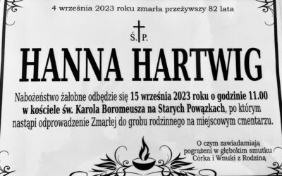 Żegnamy Hannę Hartwig