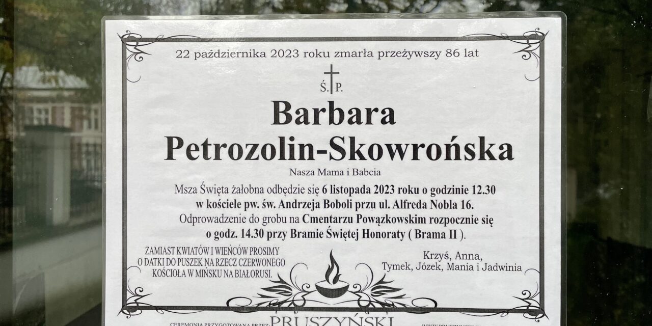 Ostatnie pożegnanie Barbary Petrozolin-Skowrońskiej